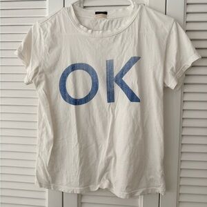 MOTHER Itty Bitty White Tee with Blue Print, small